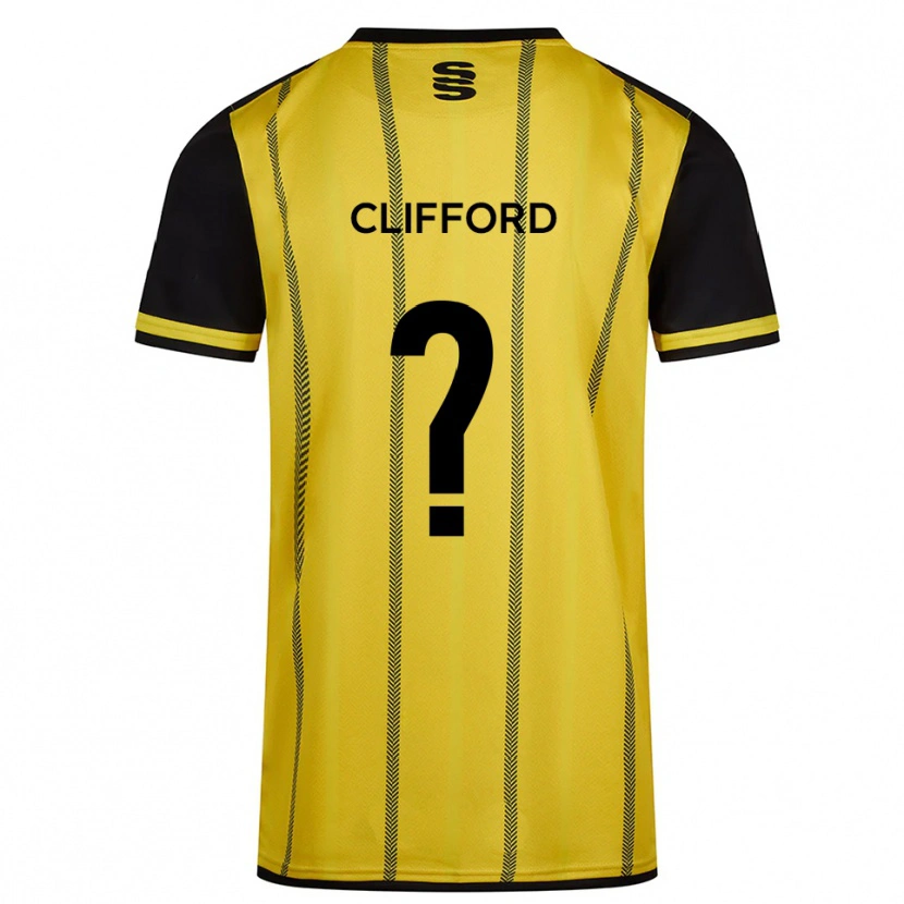 Danxen Hombre Camiseta Alex Clifford #0 Amarillo Negro 2ª Equipación 2025/26 La Camisa México