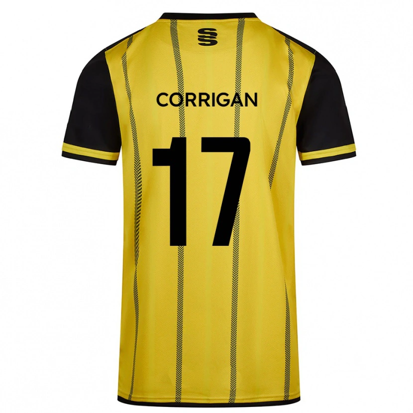 Danxen Hombre Camiseta Niamh Corrigan #17 Amarillo Negro 2ª Equipación 2025/26 La Camisa México