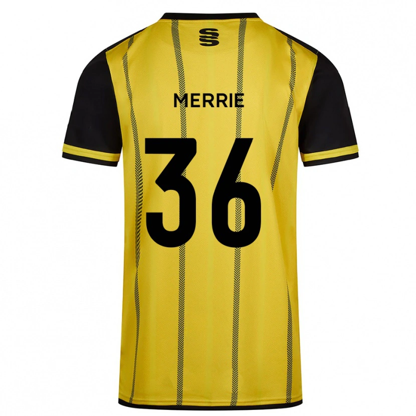Danxen Hombre Camiseta Chris Merrie #36 Amarillo Negro 2ª Equipación 2025/26 La Camisa México