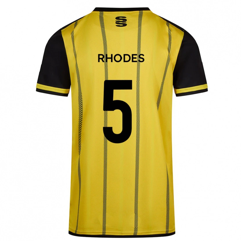 Danxen Hombre Camiseta Alex Rhodes #5 Amarillo Negro 2ª Equipación 2025/26 La Camisa México