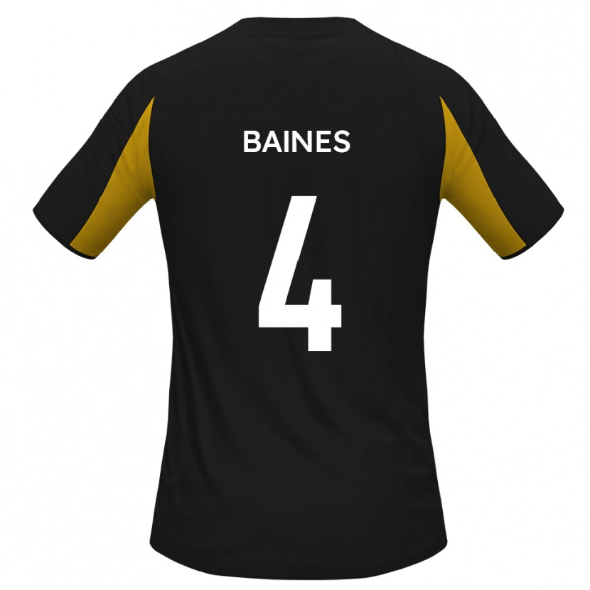 Danxen Hombre Camiseta Lewis Baines #4 Negro Amarillo 2ª Equipación 2025/26 La Camisa México