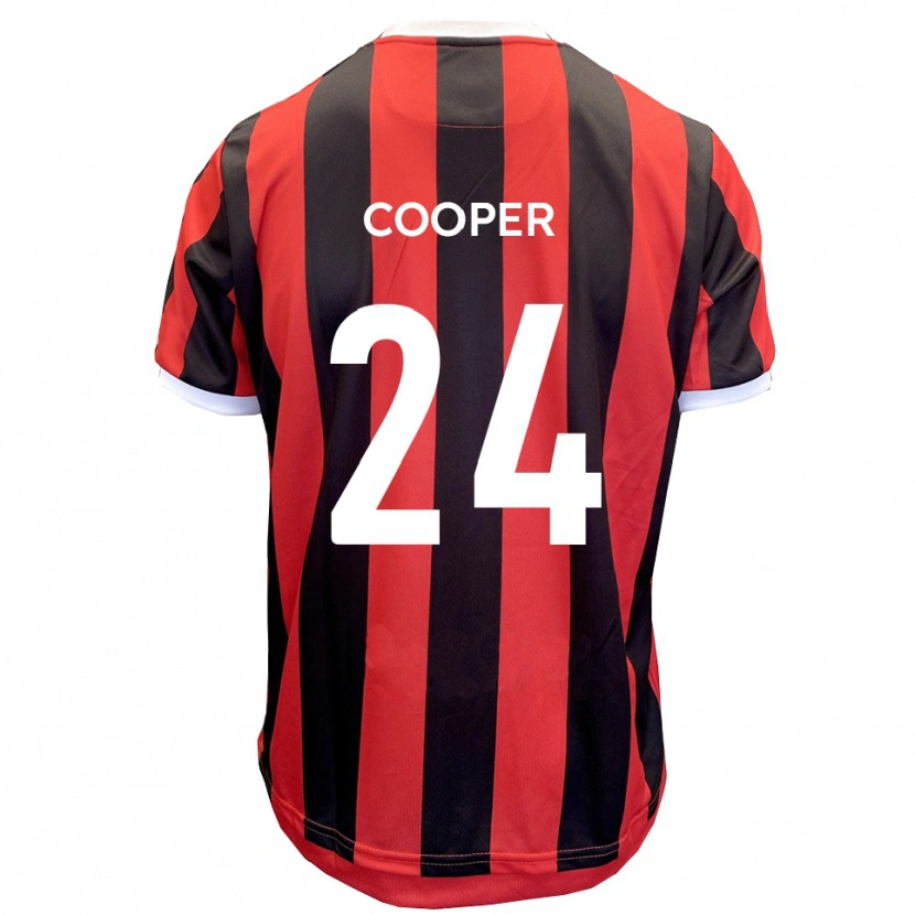Danxen Hombre Camiseta Charlie Cooper #24 Rojo Negro 2ª Equipación 2025/26 La Camisa México