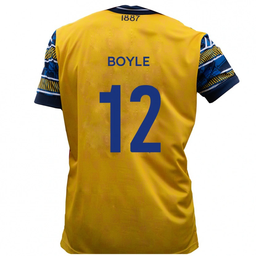 Danxen Hombre Camiseta Louie Boyle #12 Amarillo Negro 2ª Equipación 2025/26 La Camisa México