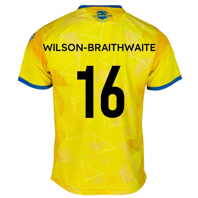 Danxen Hombre Camiseta Makai Wilson-Braithwaite #16 Amarillo Azul 2ª Equipación 2025/26 La Camisa México