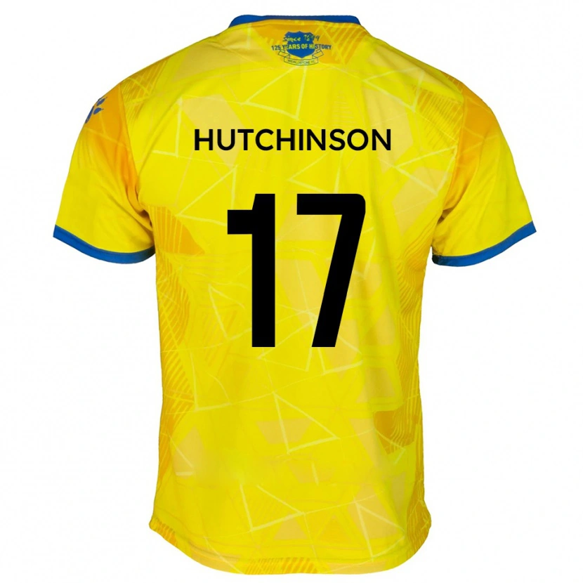 Danxen Hombre Camiseta Dom Hutchinson #17 Amarillo Azul 2ª Equipación 2025/26 La Camisa México