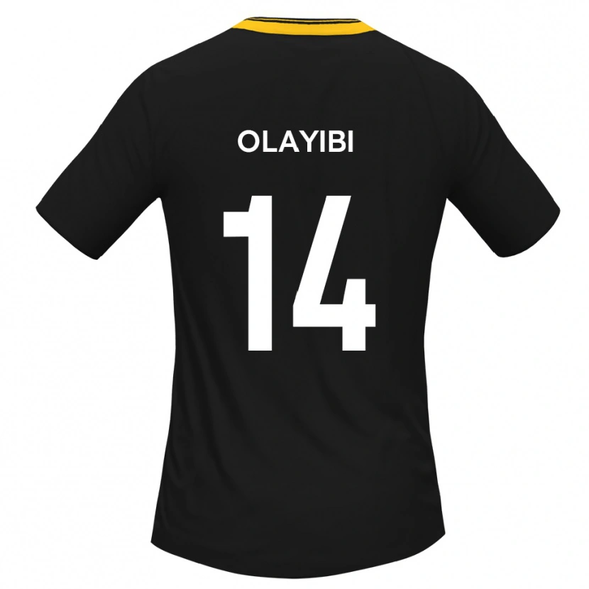 Danxen Hombre Camiseta Daniel Olayibi #14 Negro Amarillo 2ª Equipación 2025/26 La Camisa México