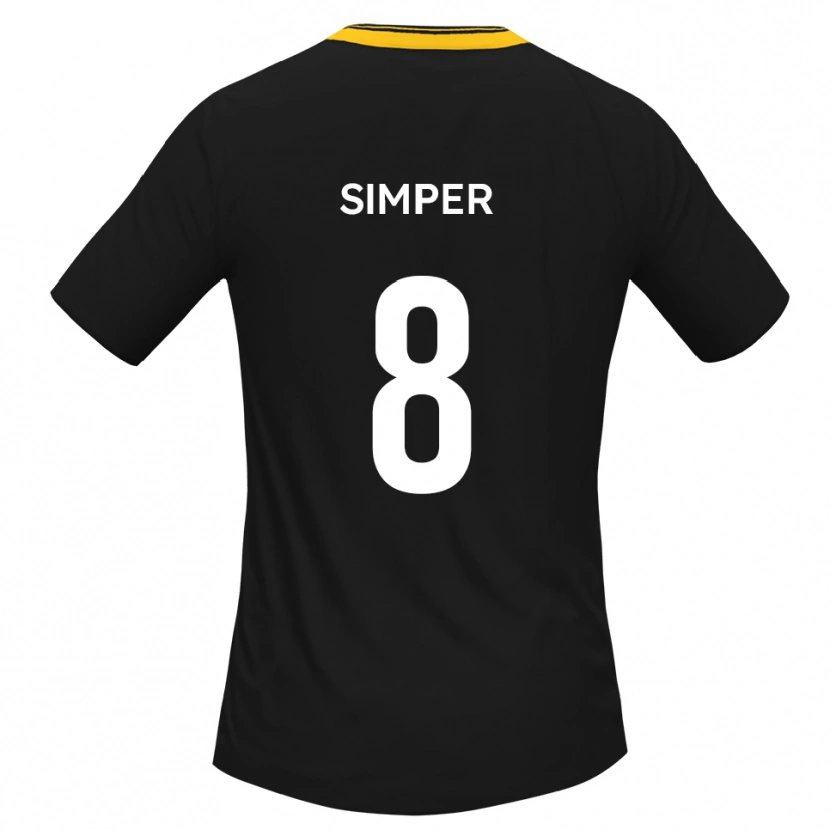 Danxen Hombre Camiseta Lewis Simper #8 Negro Amarillo 2ª Equipación 2025/26 La Camisa México