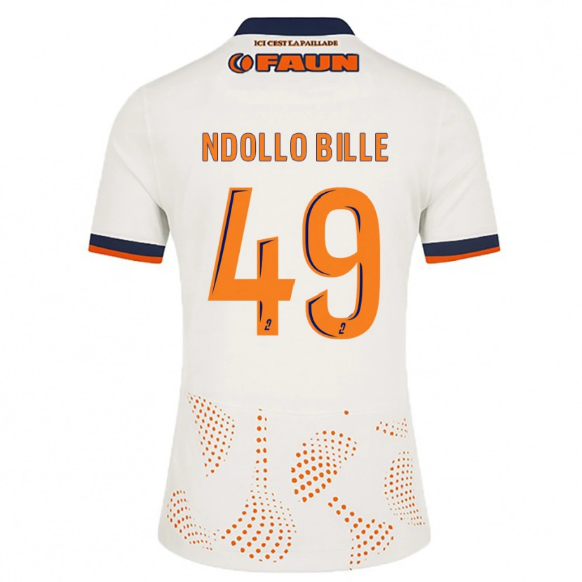 Danxen Hombre Camiseta Wilfried Ndollo Bille #49 Blanco Naranja 2ª Equipación 2025/26 La Camisa México