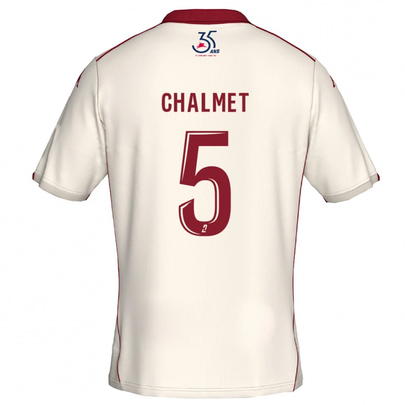 Danxen Hombre Camiseta Mélanie Chalmet #5 Blanco Borgoña 2ª Equipación 2025/26 La Camisa México