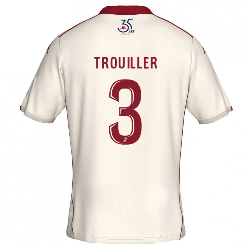 Danxen Hombre Camiseta Fantine Trouiller #3 Blanco Borgoña 2ª Equipación 2025/26 La Camisa México