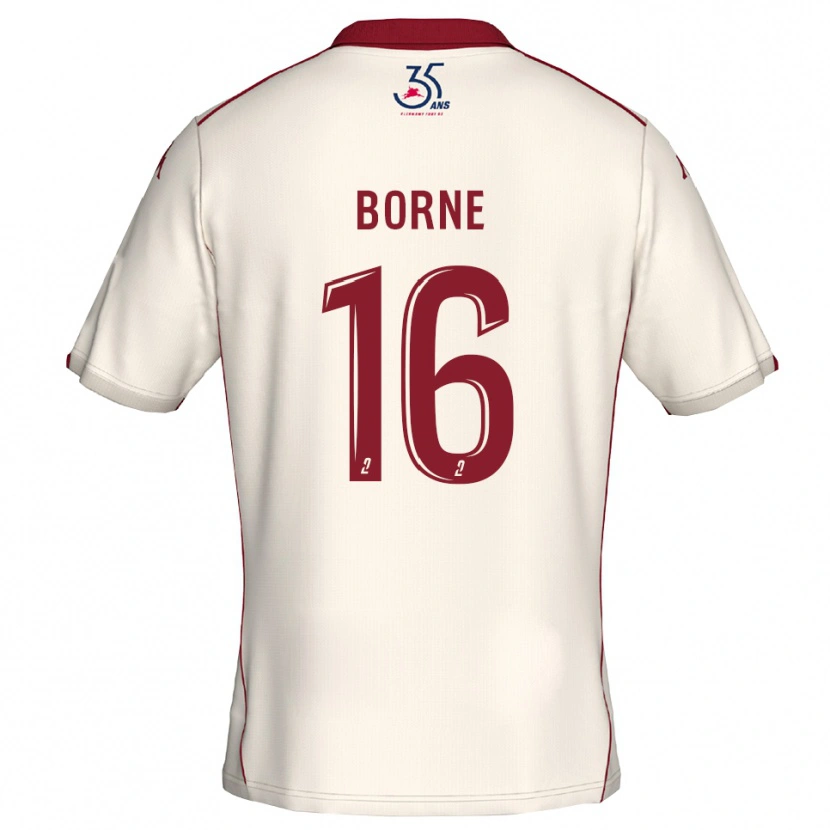 Danxen Hombre Camiseta Théo Borne #16 Blanco Borgoña 2ª Equipación 2025/26 La Camisa México