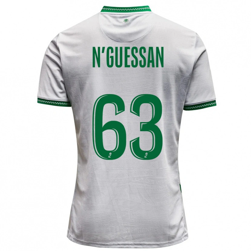 Danxen Hombre Camiseta Djylian N'guessan #63 Blanco Verde 2ª Equipación 2025/26 La Camisa México