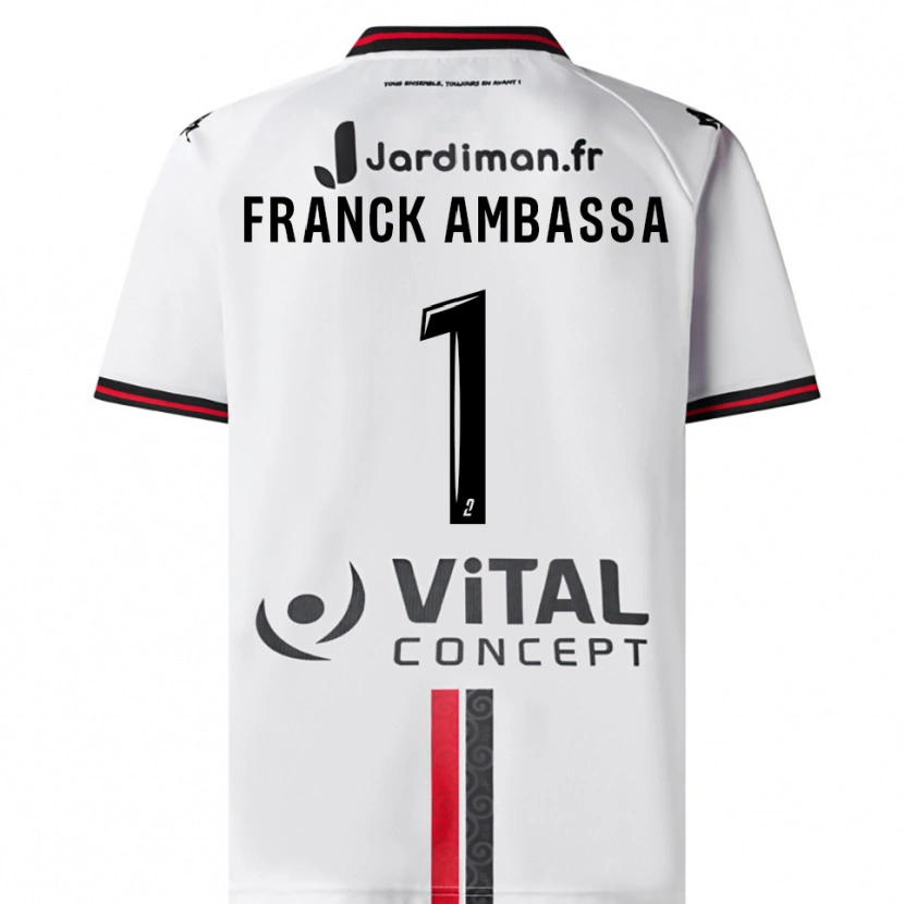 Danxen Hombre Camiseta Gaspard Franck Ambassa #1 Blanco Rojo 2ª Equipación 2025/26 La Camisa México