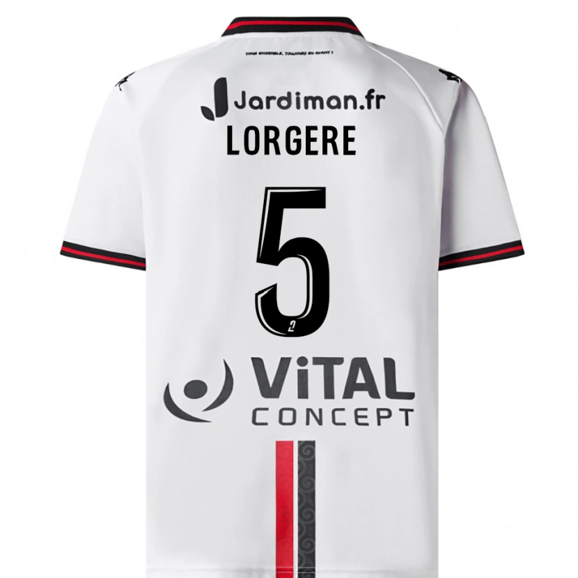 Danxen Hombre Camiseta Charlotte Lorgere #5 Blanco Rojo 2ª Equipación 2025/26 La Camisa México