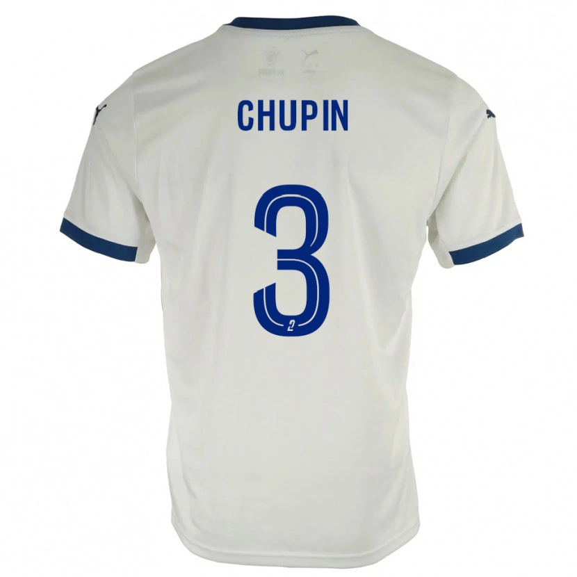 Danxen Hombre Camiseta Tom Chupin #3 Blanco Azul 2ª Equipación 2025/26 La Camisa México