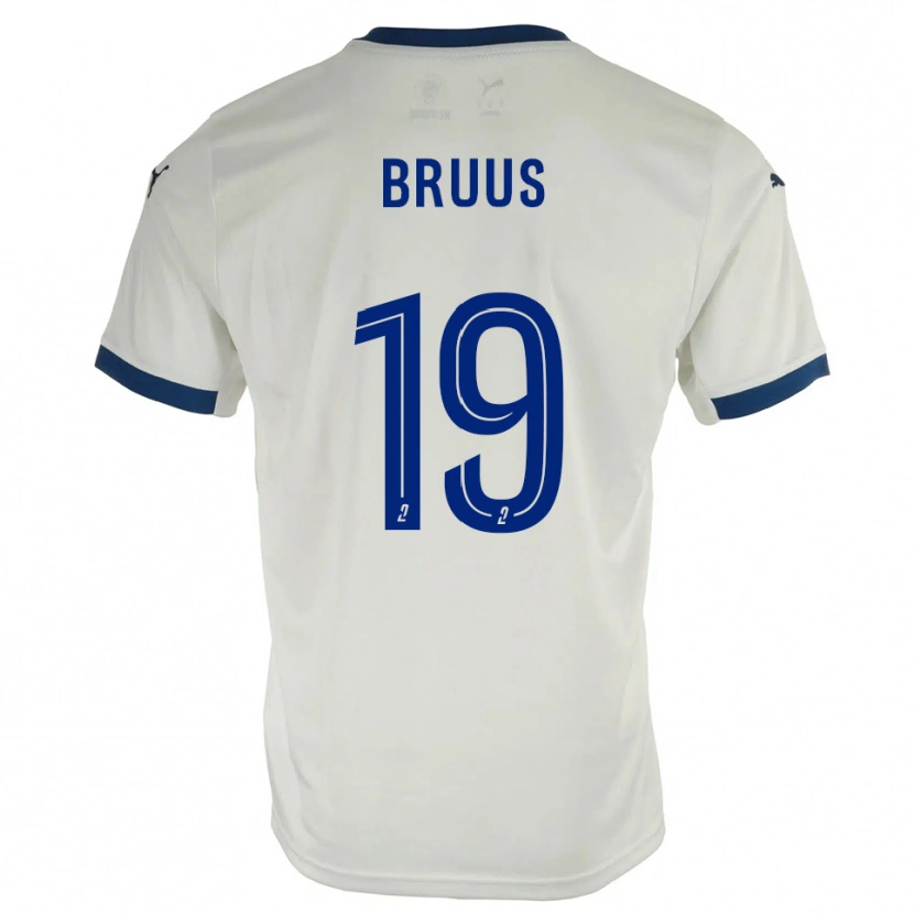 Danxen Hombre Camiseta Andreas Bruus #19 Blanco Azul 2ª Equipación 2025/26 La Camisa México