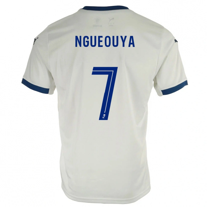 Danxen Hombre Camiseta Anthony Ngueouya #7 Blanco Azul 2ª Equipación 2025/26 La Camisa México