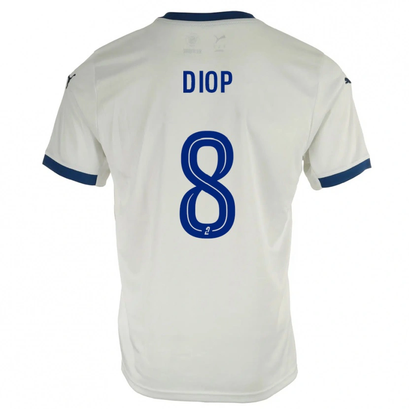 Danxen Hombre Camiseta Mouhamed Diop #8 Blanco Azul 2ª Equipación 2025/26 La Camisa México