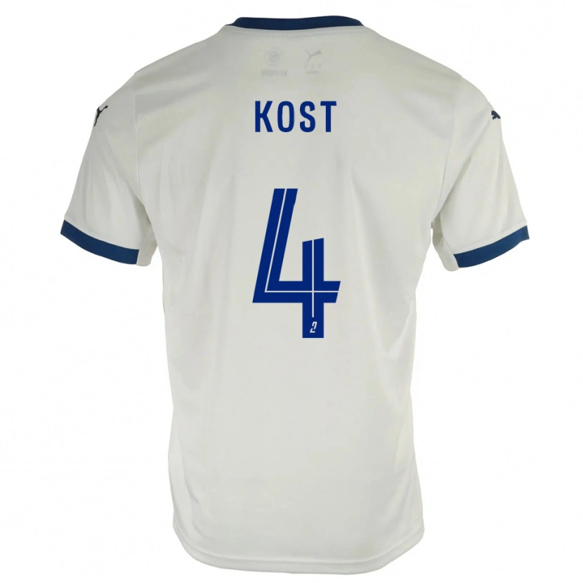 Danxen Hombre Camiseta Enzo Kost #4 Blanco Azul 2ª Equipación 2025/26 La Camisa México