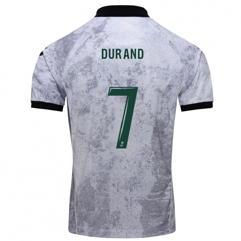 Danxen Hombre Camiseta Damien Durand #7 Blanco Negro 2ª Equipación 2025/26 La Camisa México