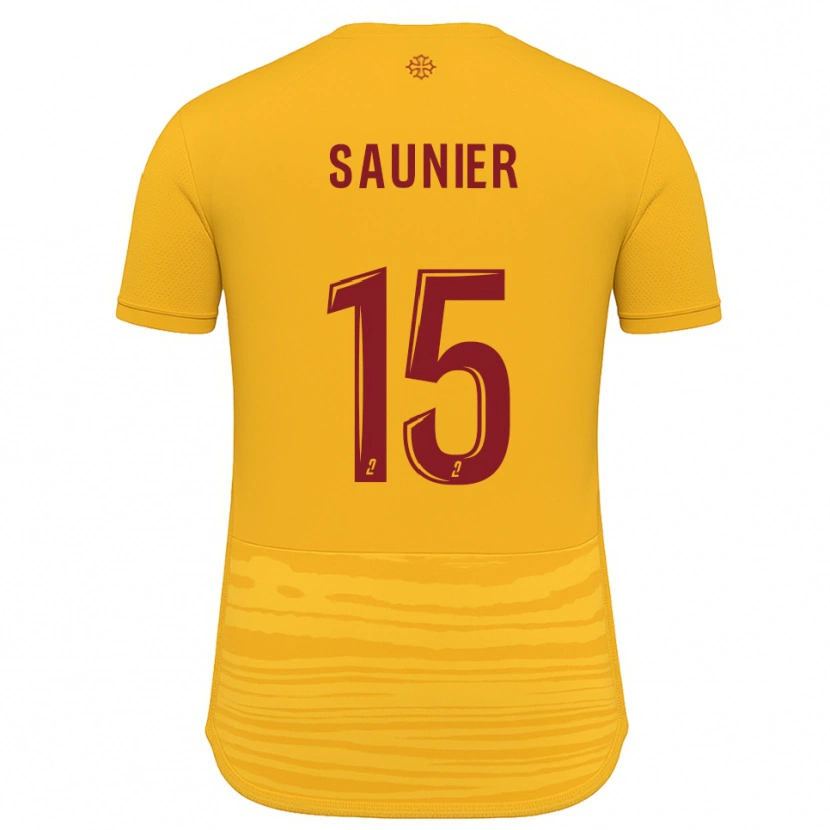 Danxen Hombre Camiseta Océane Saunier #15 Naranja Borgoña 2ª Equipación 2025/26 La Camisa México