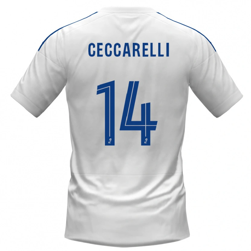 Danxen Hombre Camiseta Grégory Ceccarelli #14 Blanco Azul 2ª Equipación 2025/26 La Camisa México