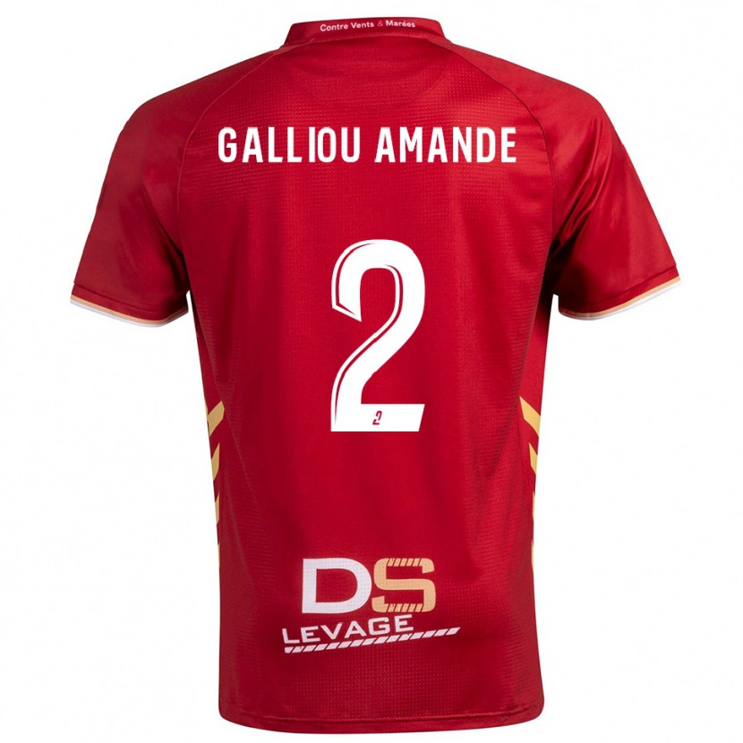 Danxen Hombre Camiseta Noa Galliou Amande #2 Borgoña Oro 2ª Equipación 2025/26 La Camisa México