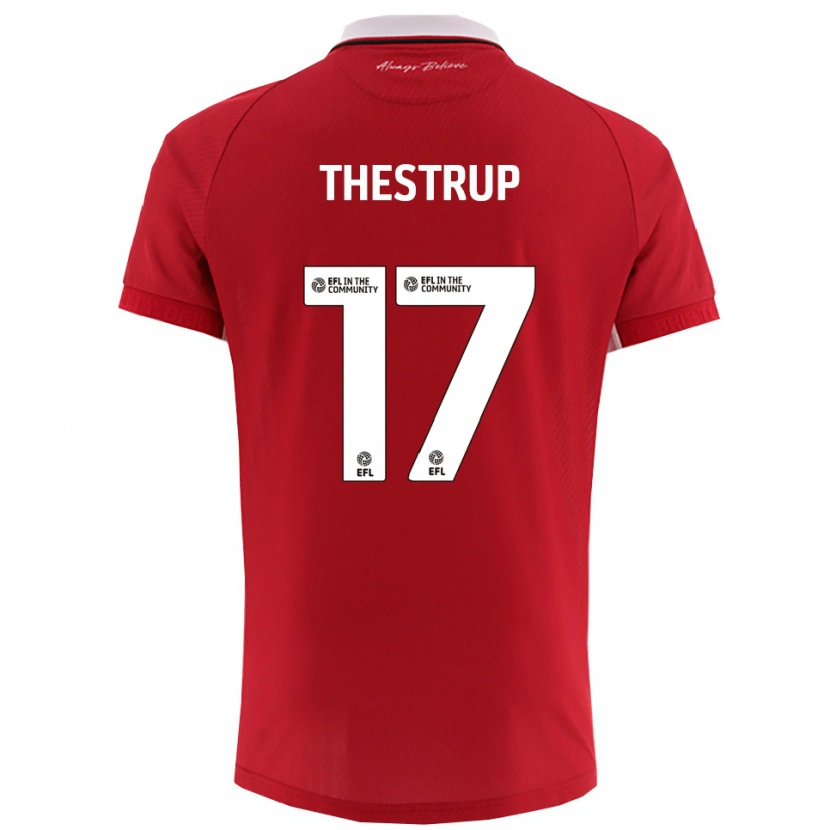 Danxen Mujer Camiseta Amalie Thestrup #17 Rojo Blanco 1ª Equipación 2025/26 La Camisa México