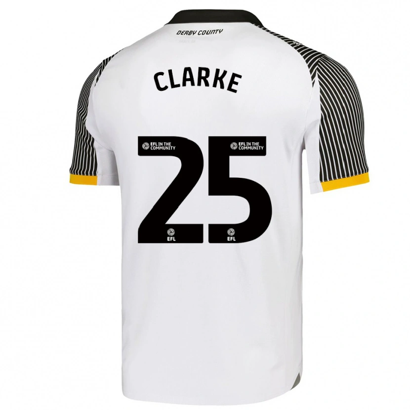 Danxen Mujer Camiseta Matt Clarke #25 Blanco Negro 1ª Equipación 2025/26 La Camisa México
