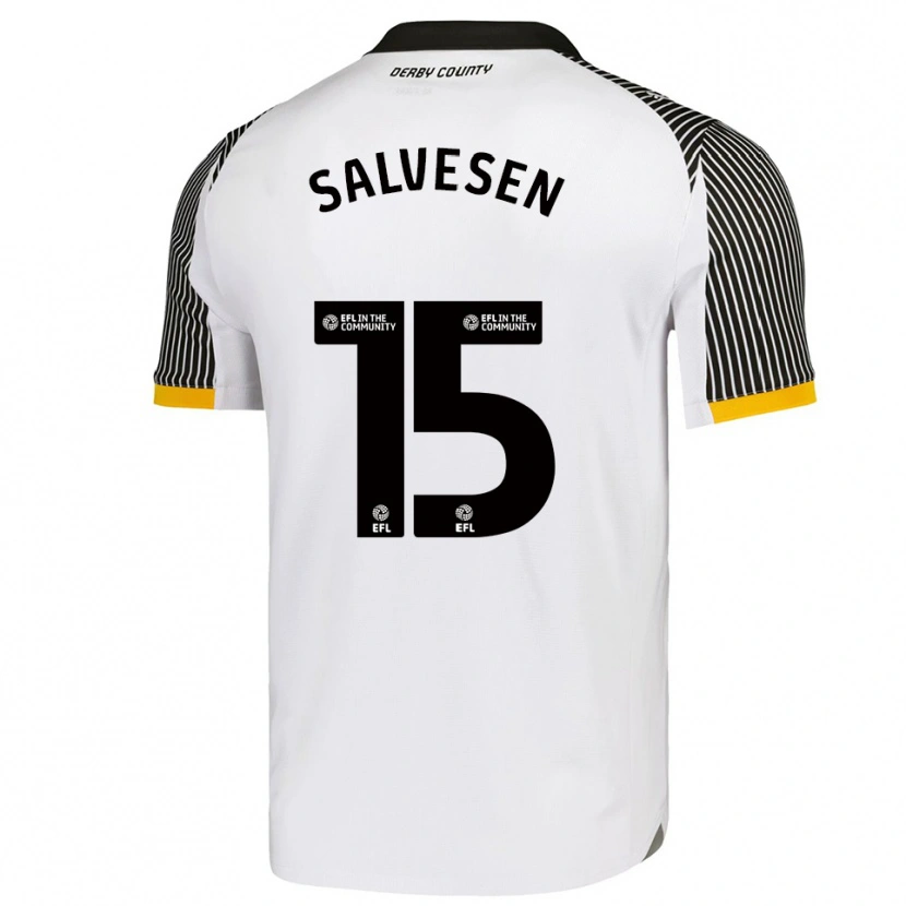 Danxen Mujer Camiseta Lars-Jørgen Salvesen #15 Blanco Negro 1ª Equipación 2025/26 La Camisa México