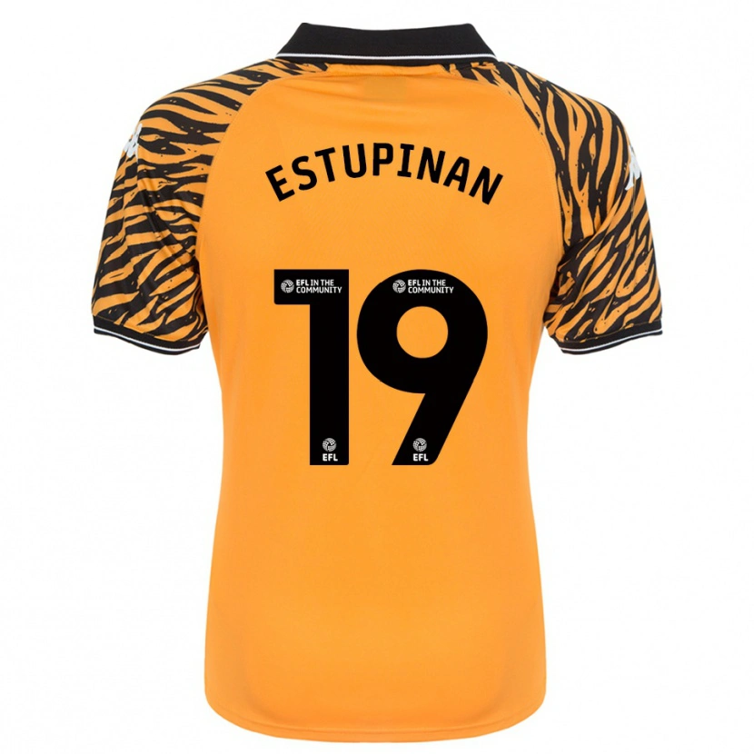 Danxen Mujer Camiseta Óscar Estupiñán #19 Naranja Negro 1ª Equipación 2025/26 La Camisa México