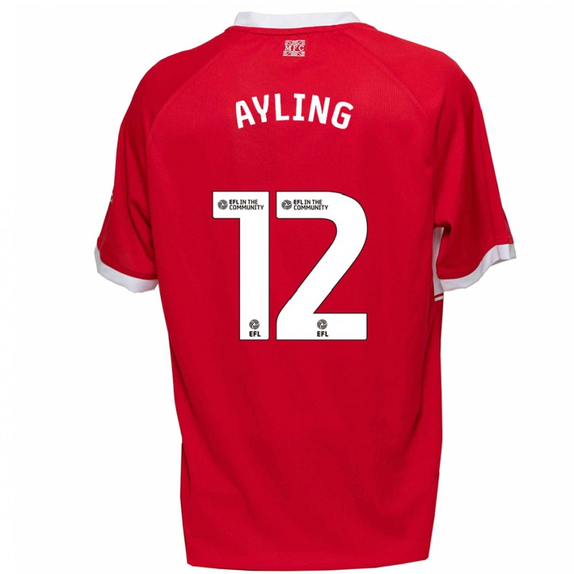 Danxen Mujer Camiseta Luke Ayling #12 Rojo Blanco 1ª Equipación 2025/26 La Camisa México