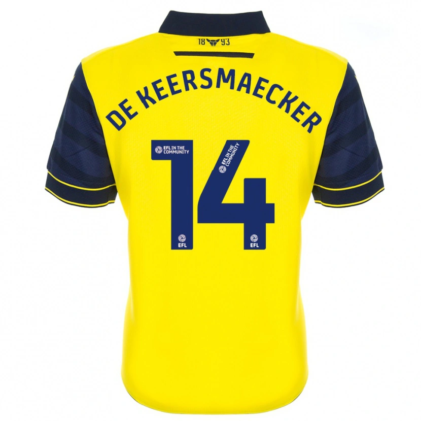 Danxen Mujer Camiseta Brian De Keersmaecker #14 Amarillo Azul Marino 1ª Equipación 2025/26 La Camisa México