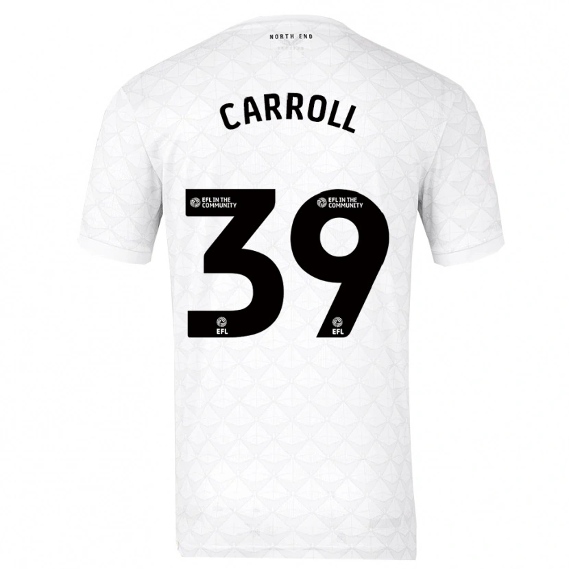 Danxen Mujer Camiseta Theo Carroll #39 Blanco Rojo 1ª Equipación 2025/26 La Camisa México