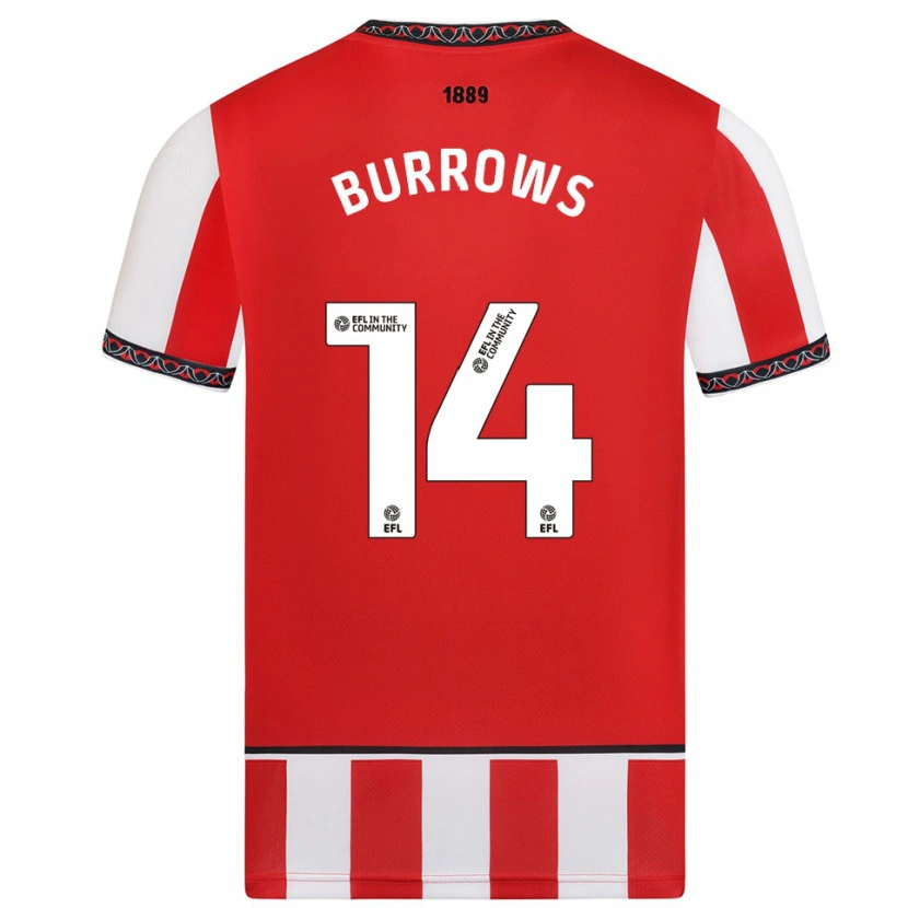 Danxen Mujer Camiseta Harrison Burrows #14 Rojo Blanco 1ª Equipación 2025/26 La Camisa México