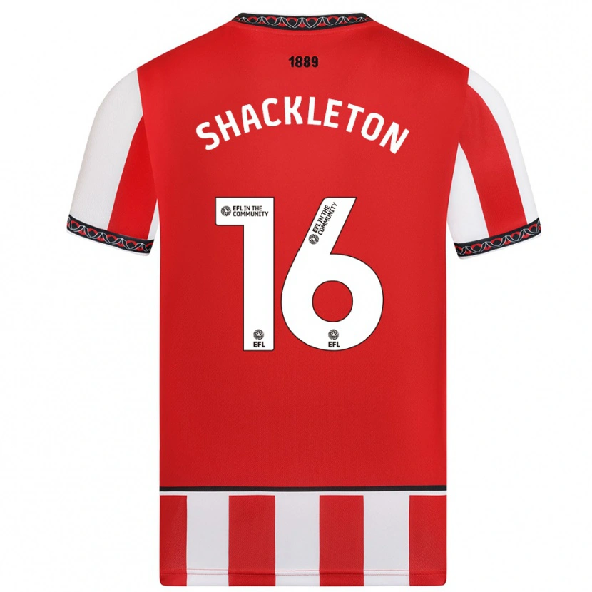 Danxen Mujer Camiseta Jamie Shackleton #16 Rojo Blanco 1ª Equipación 2025/26 La Camisa México