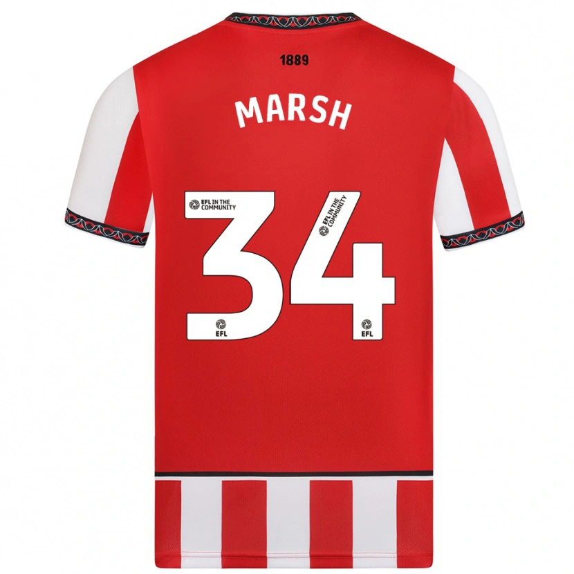 Danxen Mujer Camiseta Louie Marsh #34 Rojo Blanco 1ª Equipación 2025/26 La Camisa México
