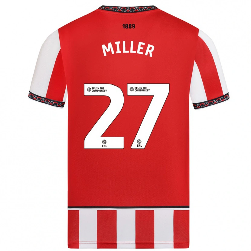 Danxen Mujer Camiseta Lara Miller #27 Rojo Blanco 1ª Equipación 2025/26 La Camisa México