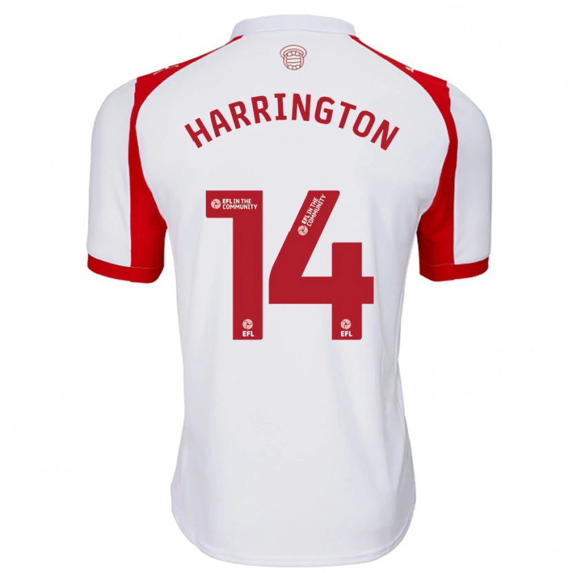 Danxen Mujer Camiseta Harry Harrington #14 Blanco Rojo 1ª Equipación 2025/26 La Camisa México