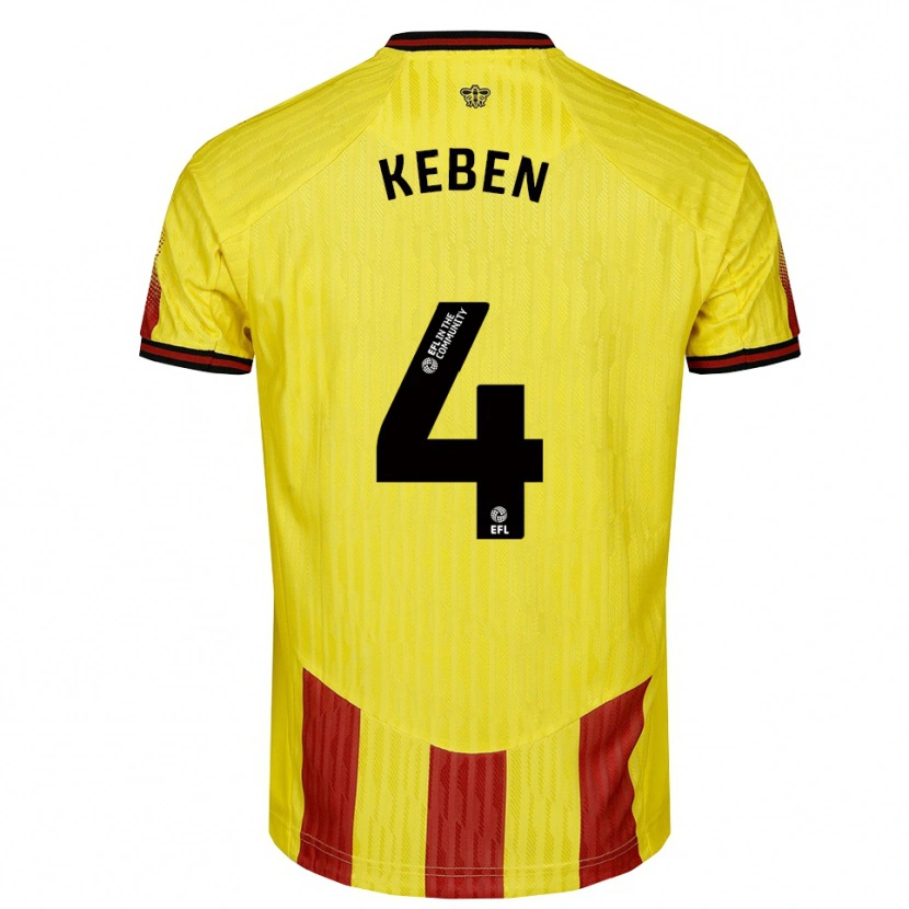 Danxen Mujer Camiseta Kévin Keben #4 Amarillo Rojo 1ª Equipación 2025/26 La Camisa México