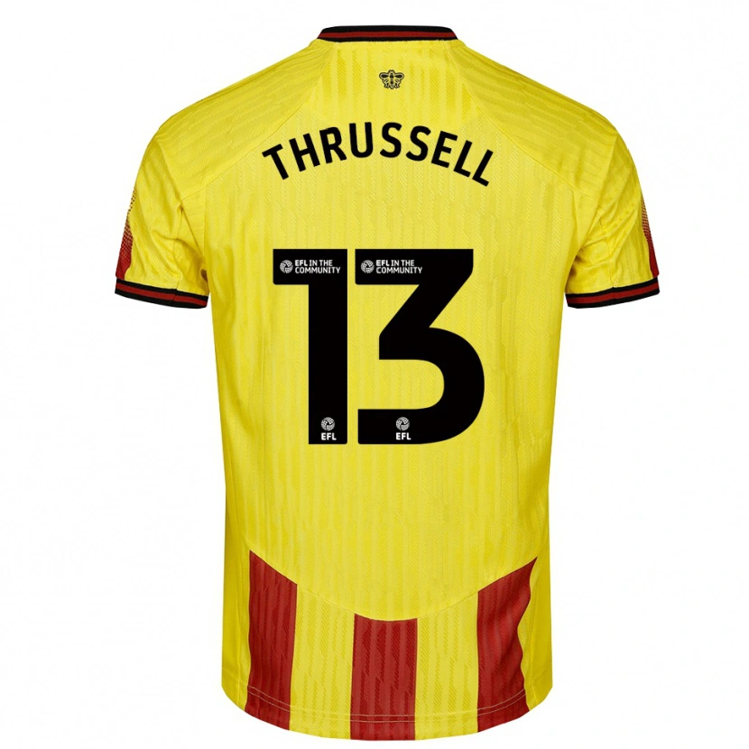 Danxen Mujer Camiseta Sebastian Thrussell #13 Amarillo Rojo 1ª Equipación 2025/26 La Camisa México
