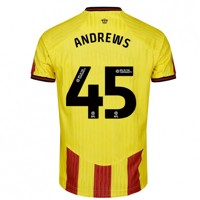 Danxen Mujer Camiseta Ryan Andrews #45 Amarillo Rojo 1ª Equipación 2025/26 La Camisa México