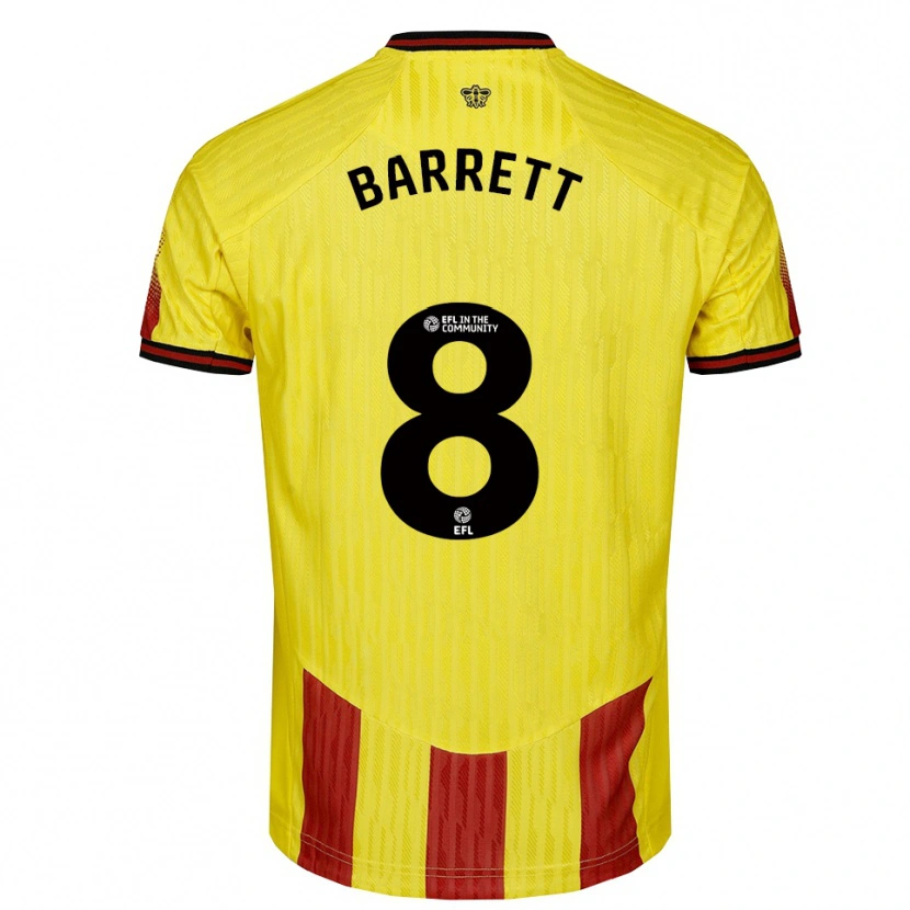 Danxen Mujer Camiseta Hayden Barrett #8 Amarillo Rojo 1ª Equipación 2025/26 La Camisa México