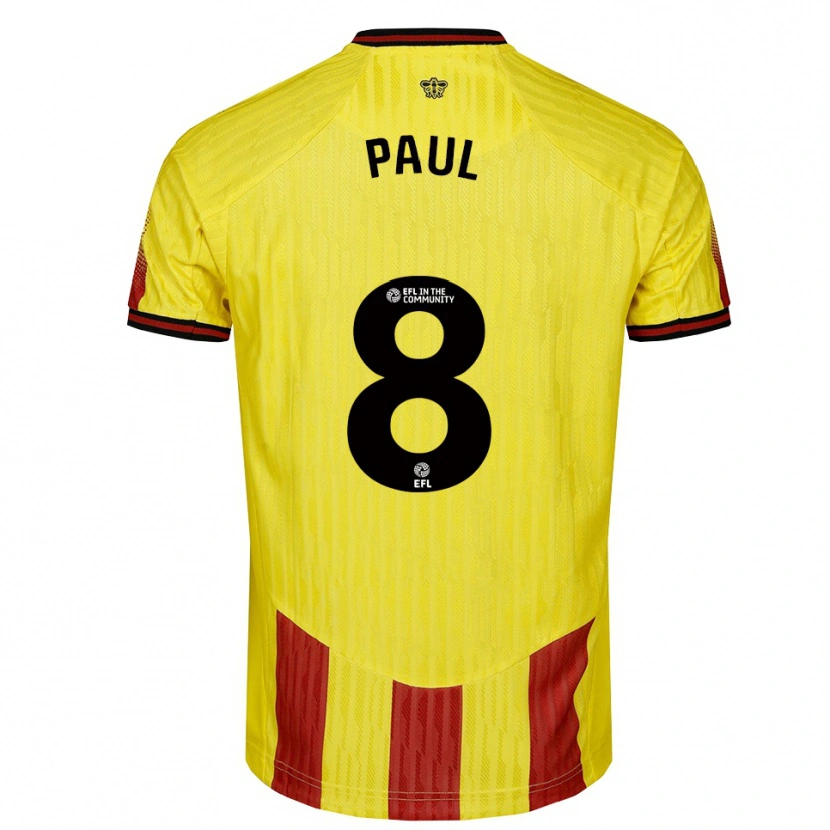 Danxen Mujer Camiseta Lachante Paul #8 Amarillo Rojo 1ª Equipación 2025/26 La Camisa México