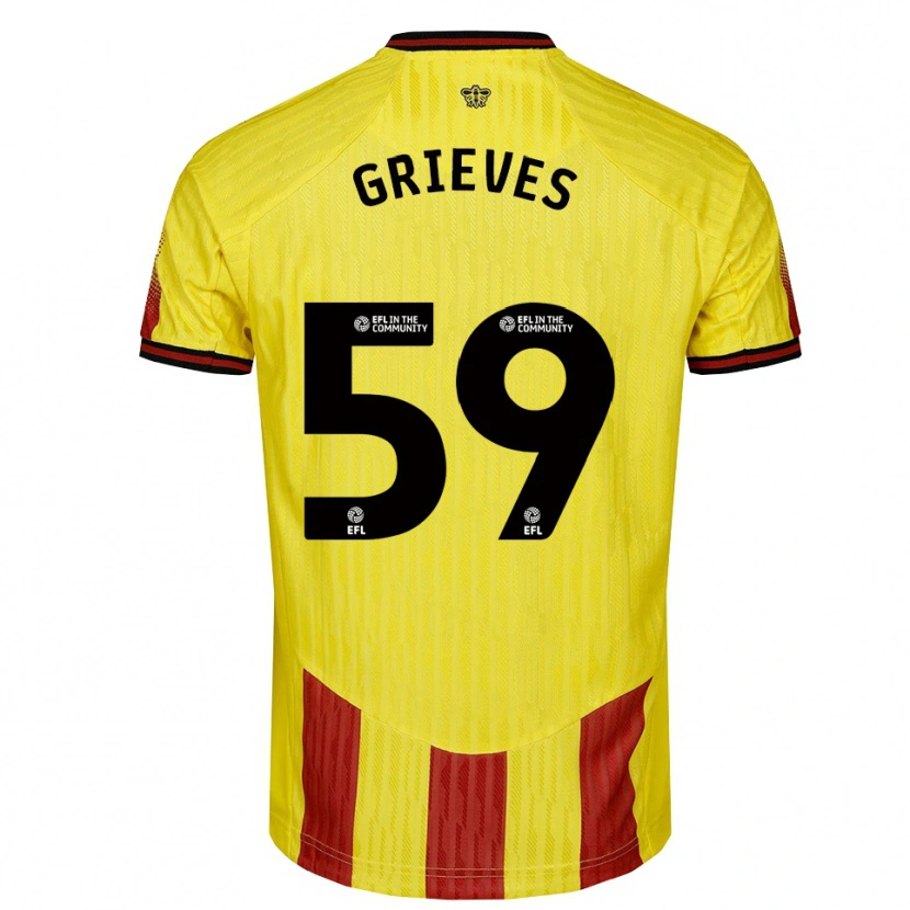Danxen Mujer Camiseta Jack Grieves #59 Amarillo Rojo 1ª Equipación 2025/26 La Camisa México