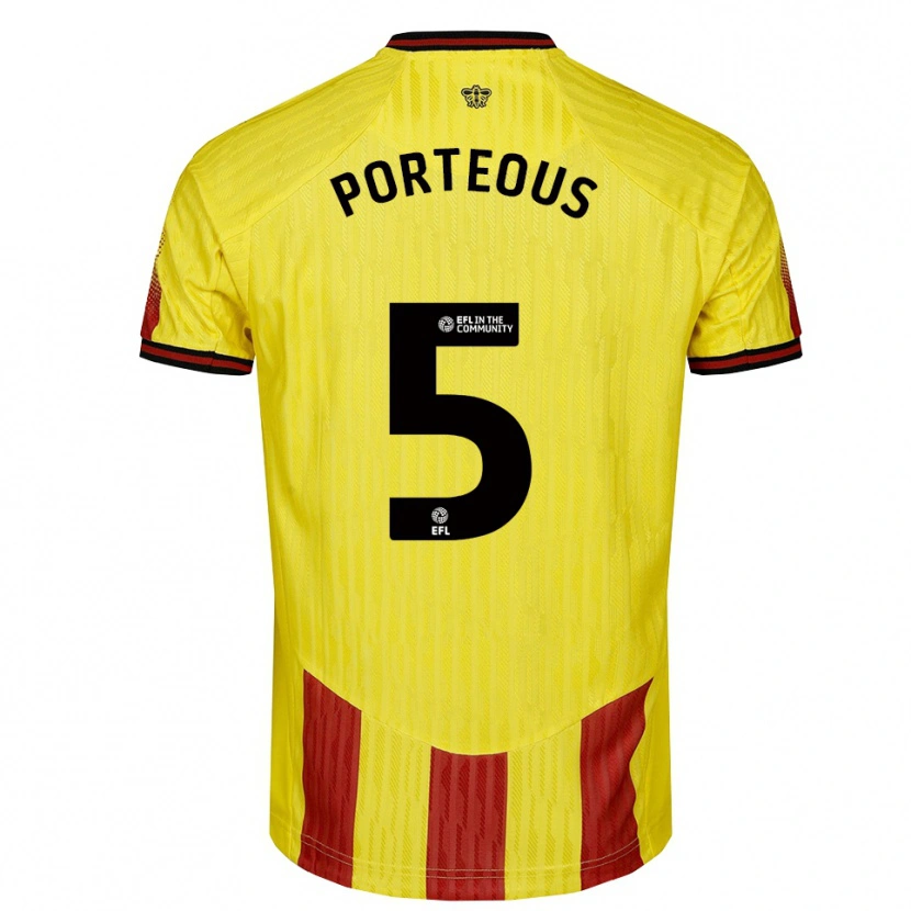 Danxen Mujer Camiseta Ryan Porteous #5 Amarillo Rojo 1ª Equipación 2025/26 La Camisa México