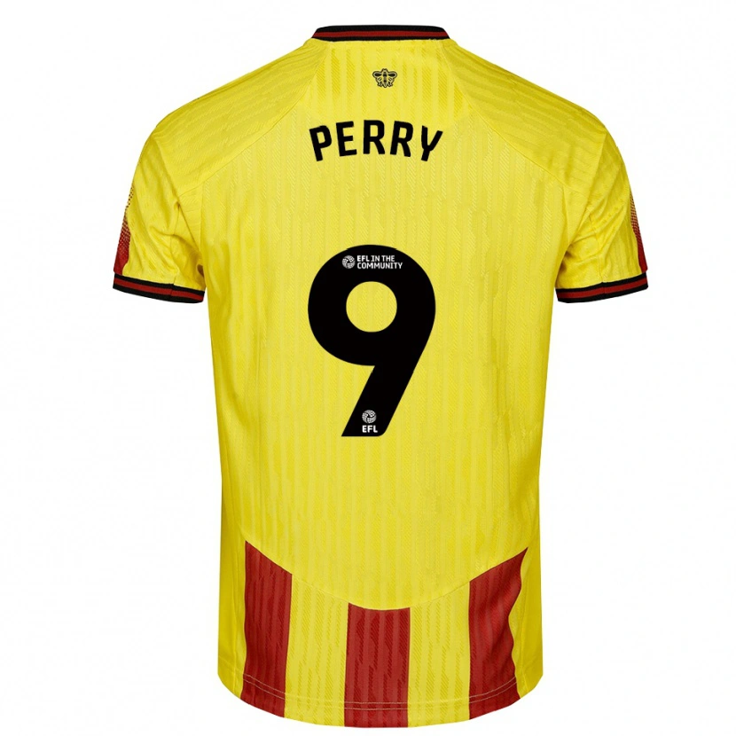 Danxen Mujer Camiseta Madison Perry #9 Amarillo Rojo 1ª Equipación 2025/26 La Camisa México