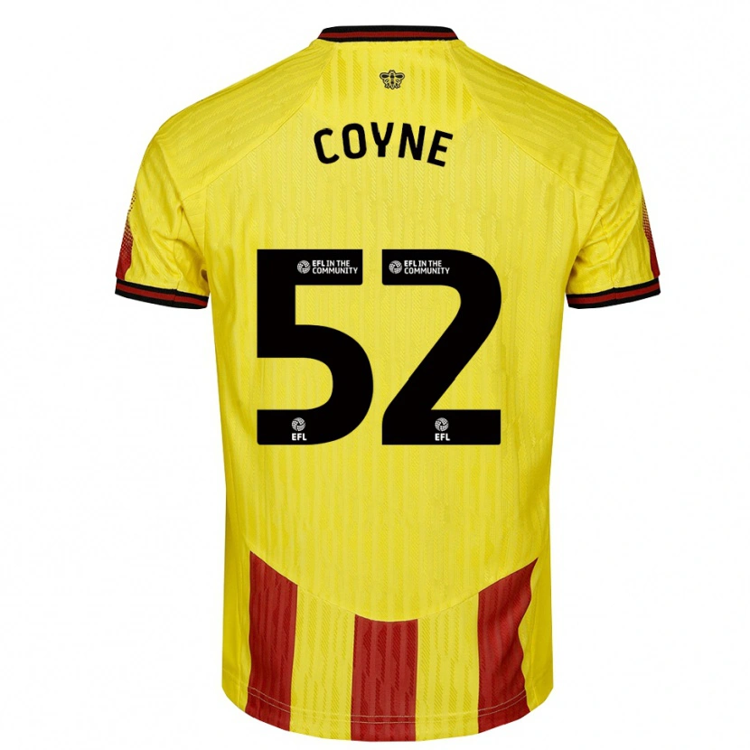Danxen Mujer Camiseta Aidan Coyne #52 Amarillo Rojo 1ª Equipación 2025/26 La Camisa México