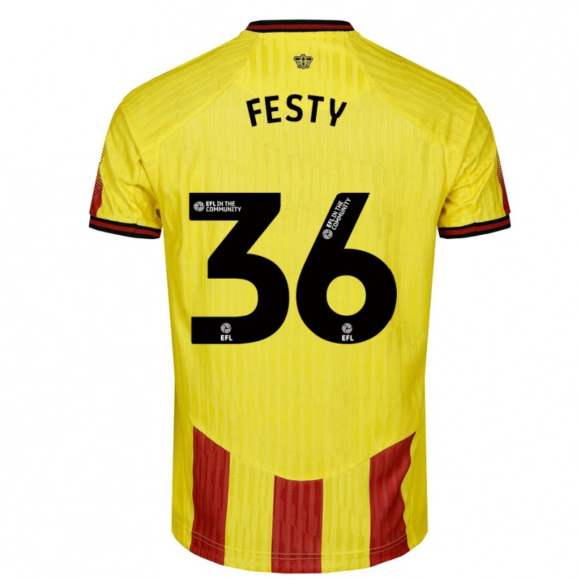 Danxen Mujer Camiseta Festy Ebosele #36 Amarillo Rojo 1ª Equipación 2025/26 La Camisa México