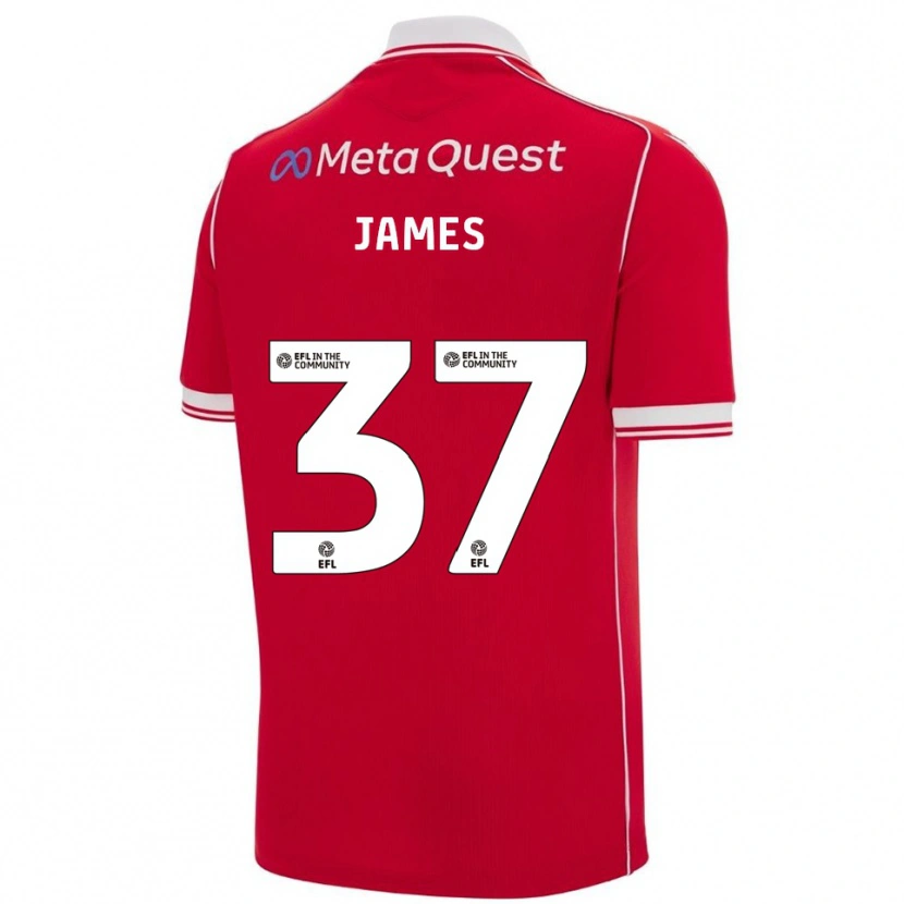 Danxen Mujer Camiseta Matty James #37 Rojo Blanco 1ª Equipación 2025/26 La Camisa México